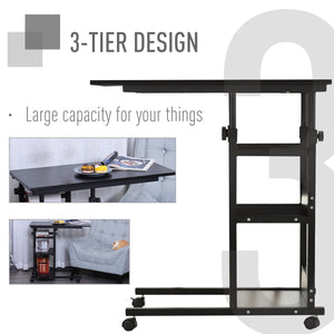 Height Adjustable Mobile Standing Desk with Casters, Black