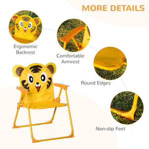 Kids Folding Picnic Table and Chair Set Pattern Outdoor Garden Patio Backyard with Removable & Height Adjustable Sun Umbrella Yellow