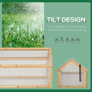 Portable raised wooden garden greenhouse with hinged lid