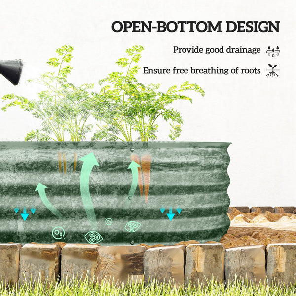 Galvanized raised planter kit with safety edging, green