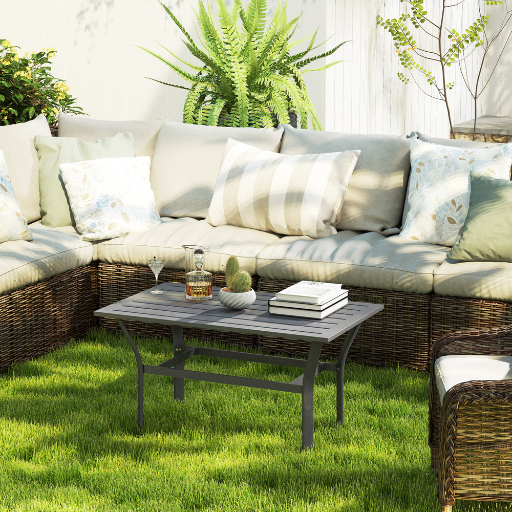 Metal coffee table for garden and balcony, dark gray