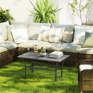 Metal coffee table for garden and balcony, dark gray