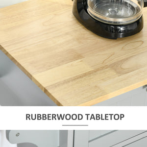 Rolling kitchen island with 2 storage drawers, 3 cupboards with doors and towel rail - Grey