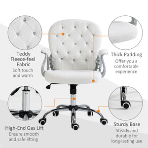 Office chair with adjustable height and padded backrest, white