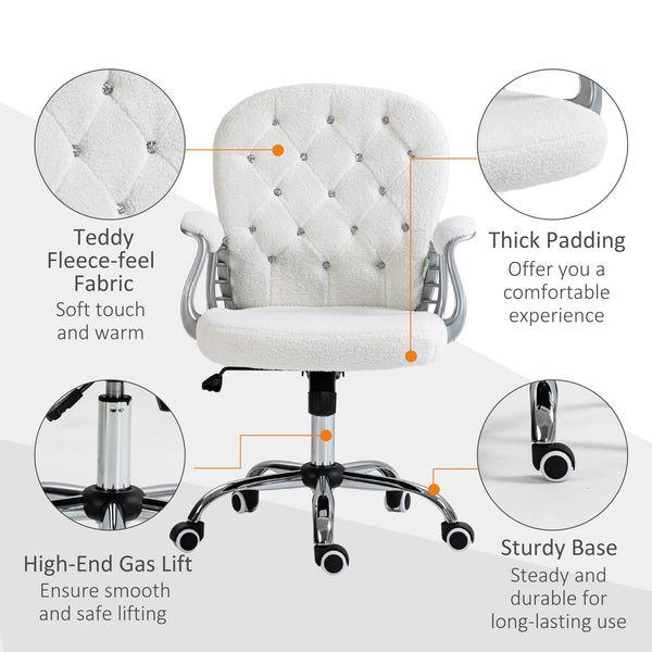 Office chair with adjustable height and padded backrest, white