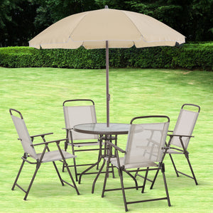 6-piece outdoor dining set for 4 people with parasol