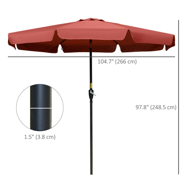 8.7-foot round parasol with tilt and crank, burgundy red 