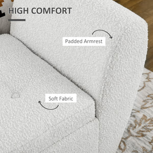 Upholstered storage bench with armrests, cream white