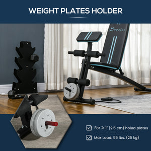 Foldable weight bench with 7-position adjustable backrest – Black and blue