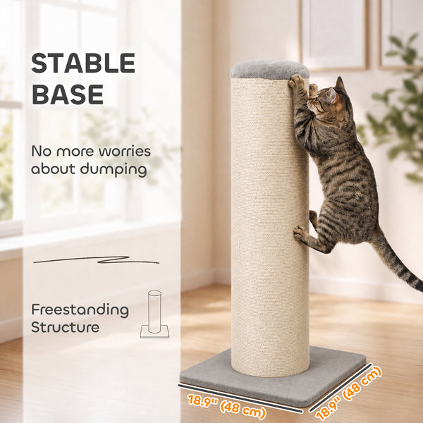 Cat scratching post in sisal, 30 in, light grey and beige