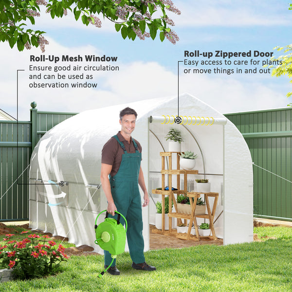Portable garden tunnel greenhouse - White