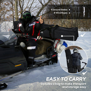 Foldable ice fishing shelter for 5 to 8 people, portable, red