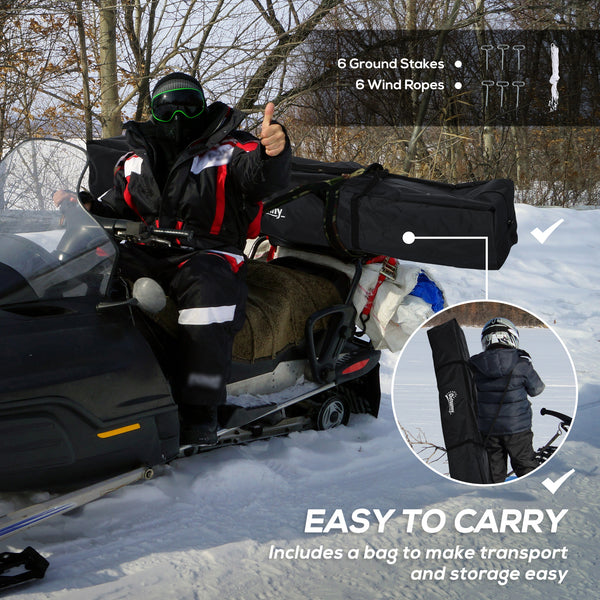 Foldable ice fishing shelter for 5 to 8 people, portable, red