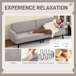 3-seater corduroy sofa with rubberwood legs and extra-wide seat, light grey