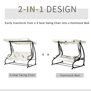3-seater swing convertible into a padded bed with canopy and pillow