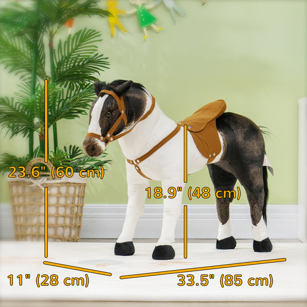 Plush horse with neighing and soft filling, brown