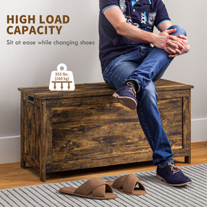 Storage chest with 2 safety hinges, rustic brown