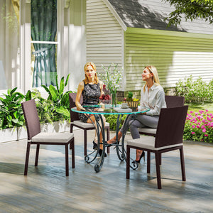 Set of 4 wicker dining chairs, beige