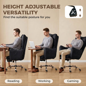 155° Reclining Office Chair with Footrest, Black