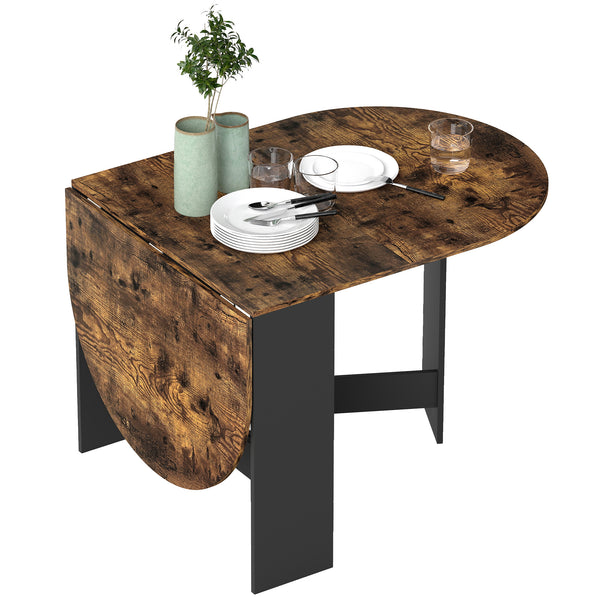 Space-saving drop-leaf kitchen table for dining and living room, rustic brown