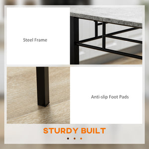 5-Piece Dining Set for 4, with Marble-Effect Top, Upholstered Chairs and Grey Metal Frame.