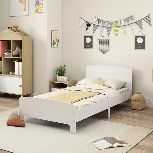 Single bed frame, white 