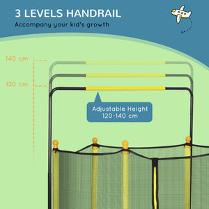 Trampoline 4,6 pieds avec panier de basket, barre horizontale et filet, jaune