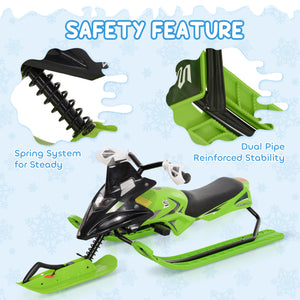 Sled with rubber padded seat, green