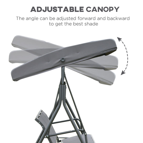 3-seater swing with adjustable canopy, grey