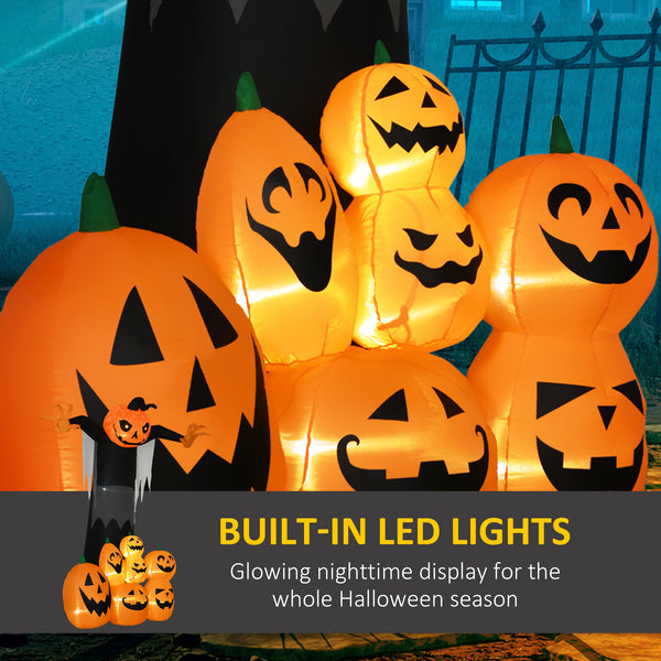 2.7m Halloween Inflatable Decoration, Pumpkin Ghost with Pumpkins, Inflatable Outdoor LED Display