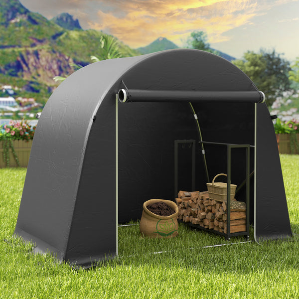 Waterproof portable garden shed with roll-up zippered door and galvanized metal frame