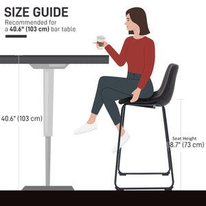 Set of 2 vintage PU leather bar stools, dark brown