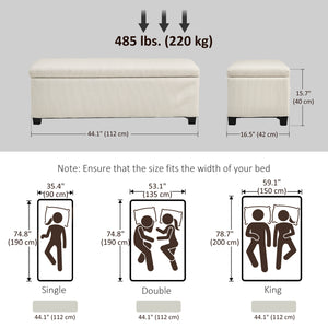 Pouf with storage and corduroy lid, beige