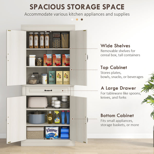 Pantry with 4 doors and 2 cupboards, aged white