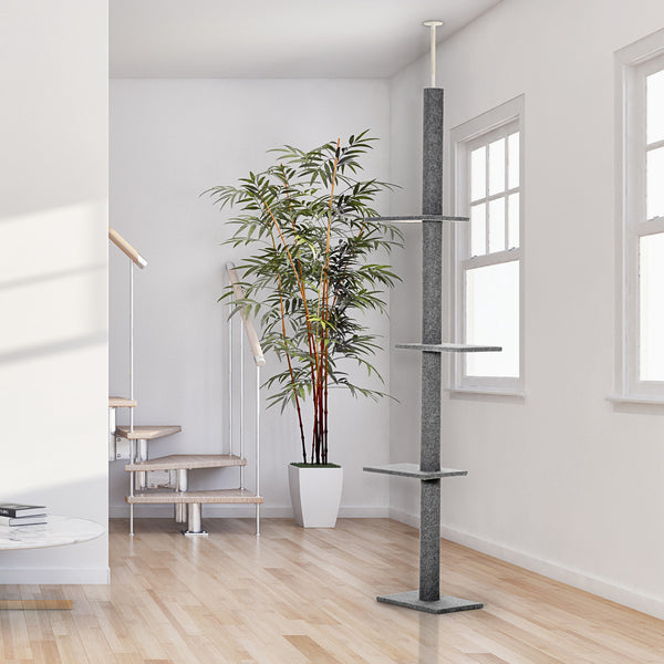 254 cm Cat Tree with 3 Perches, Grey