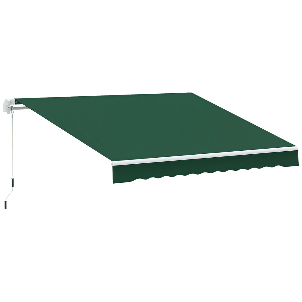 12' x 8' Retractable Awning Patio Awnings Sun Shade Shelter with Manual Crank Handle, UV & Water-Resistant Fabric and Aluminum Frame for Deck Balcony Yard, Green