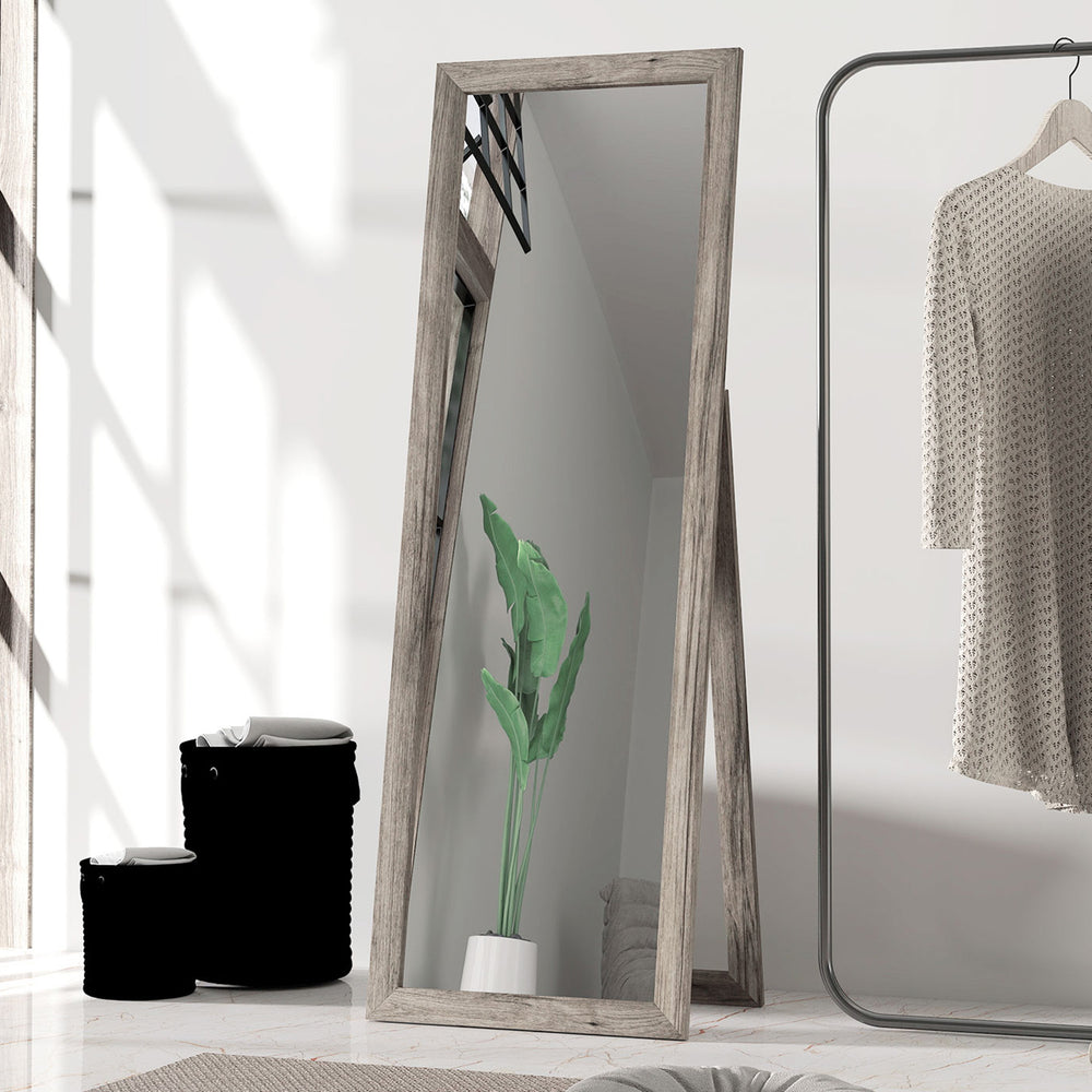 Full length mirror, grey wood grain 