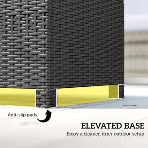 Outdoor coffee table in PE woven resin with glass top, dark grey