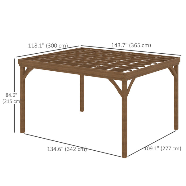 10 x 12 wooden pergola with trellis for climbing plants, brown