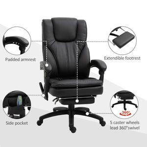6-point vibration massage office chair with retractable footrest