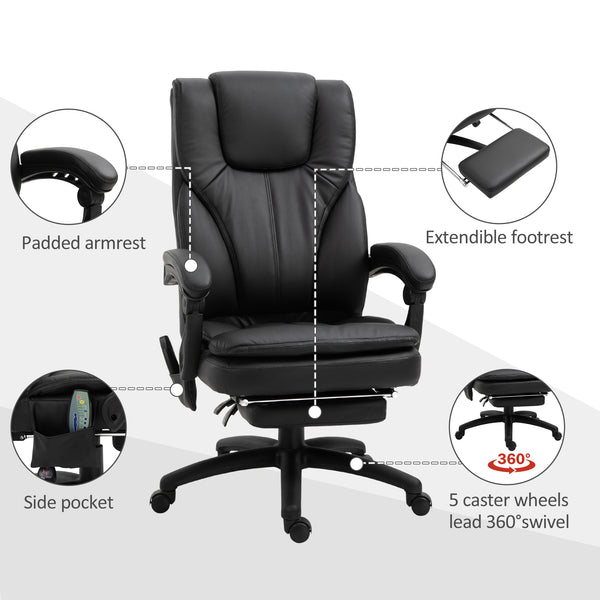 6-point vibration massage office chair with retractable footrest