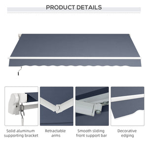 11.8 x 8.2 ft Retractable Patio Awning, Gray 