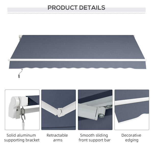 11.8 x 8.2 ft Retractable Patio Awning, Gray 