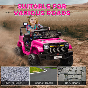 12V electric car with remote control and music, pink