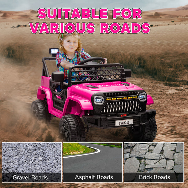 12V electric car with remote control and music, pink