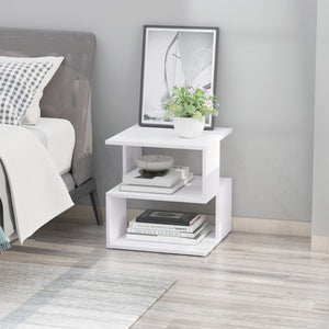 Lightweight, white bedside/side table