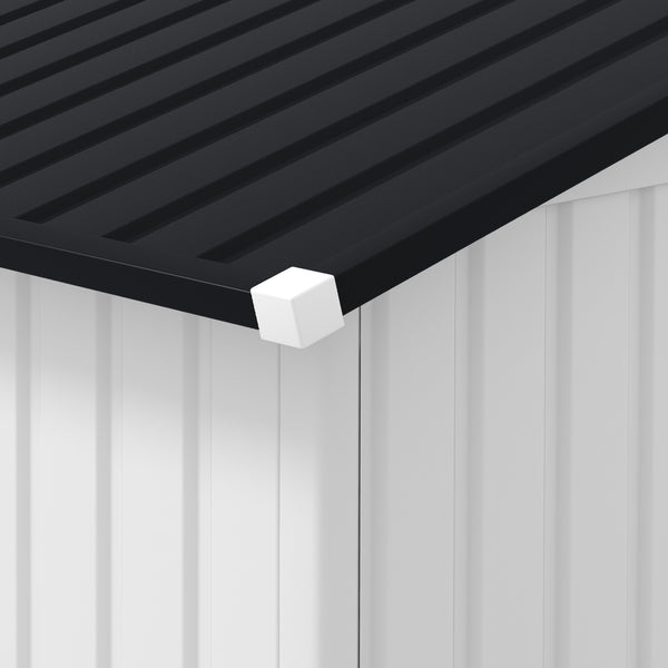 11' x 13' Garden Shed with Foundation Kit, Metal with Double Doors, White