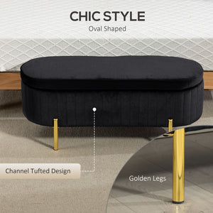 Upholstered bench with thick padding and metal legs, black