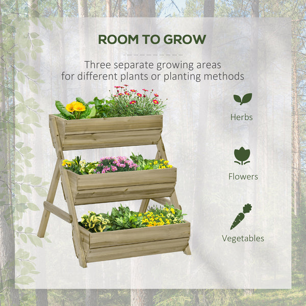 3-tier raised wooden planter