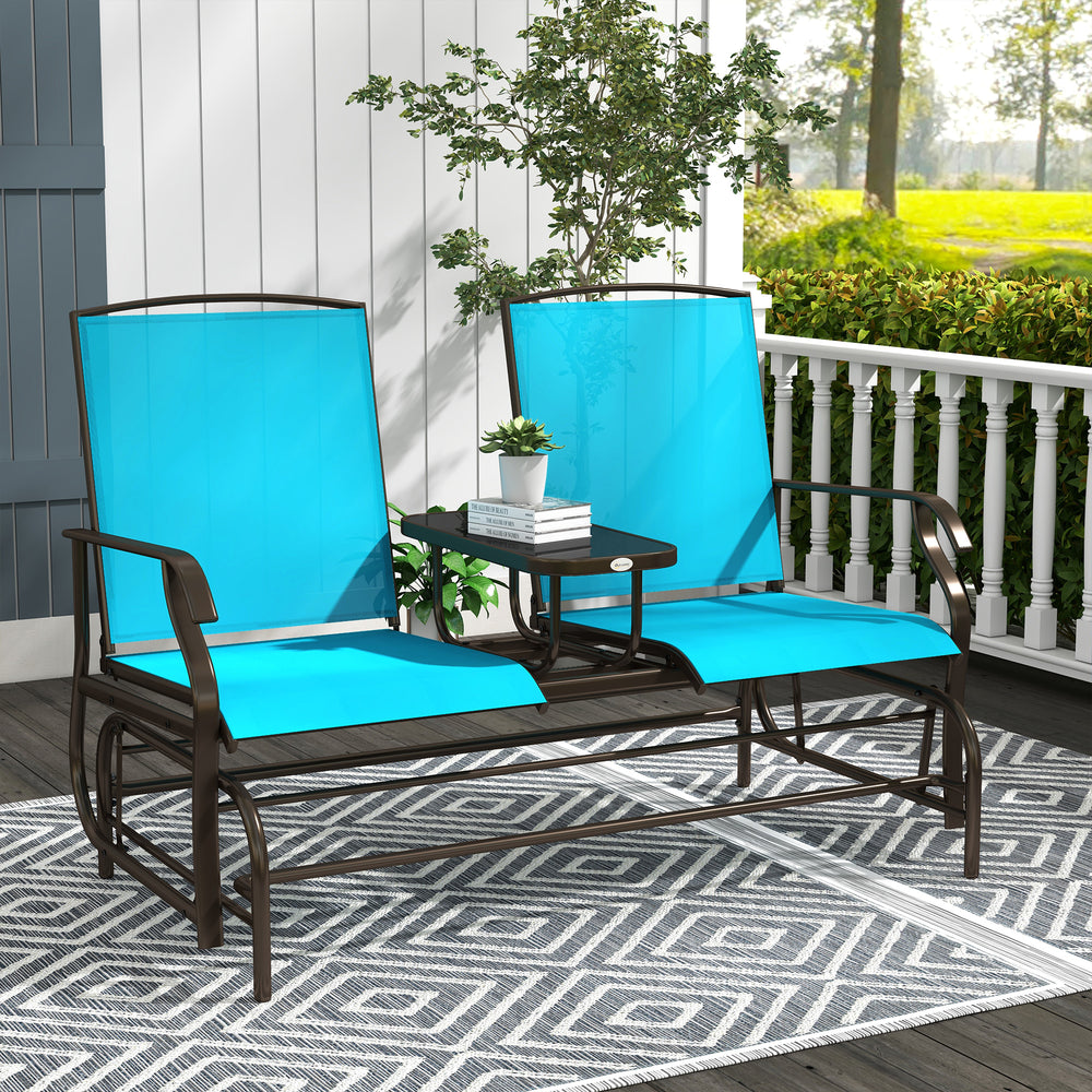 2-person rocking chair, garden bench, blue 